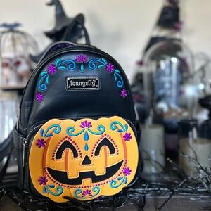 Loungefly Black and Orange Pumpkin Backpack